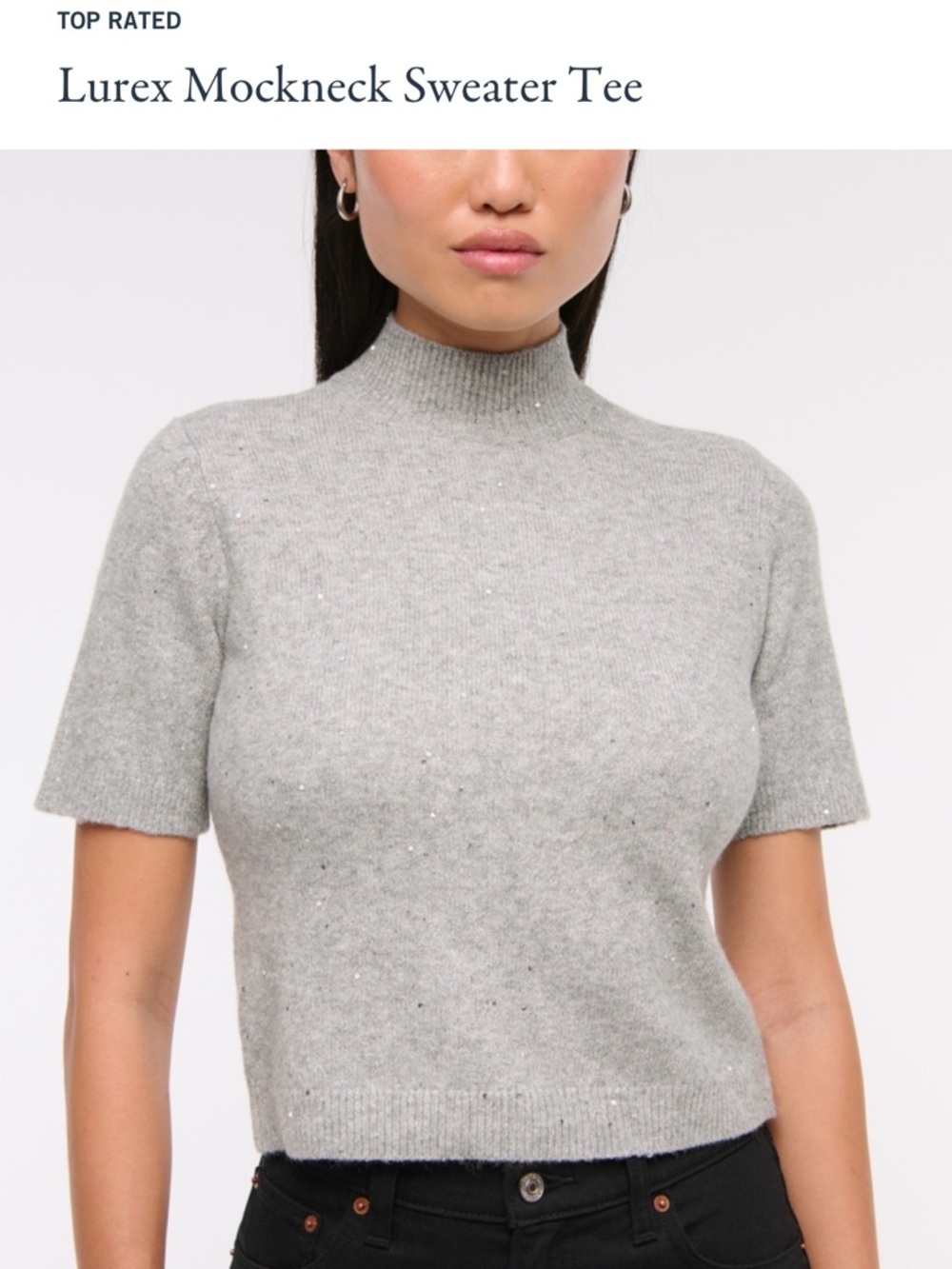 Abercrombie & Fitch Gray Short-Sleeve Mock Neck Sweater